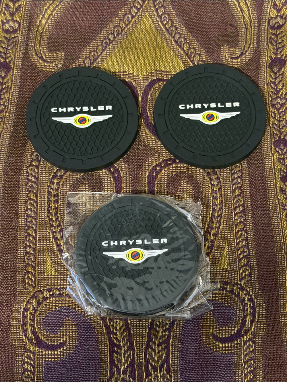 New Set of 4 Chrysler Rubber Cup Coasters
